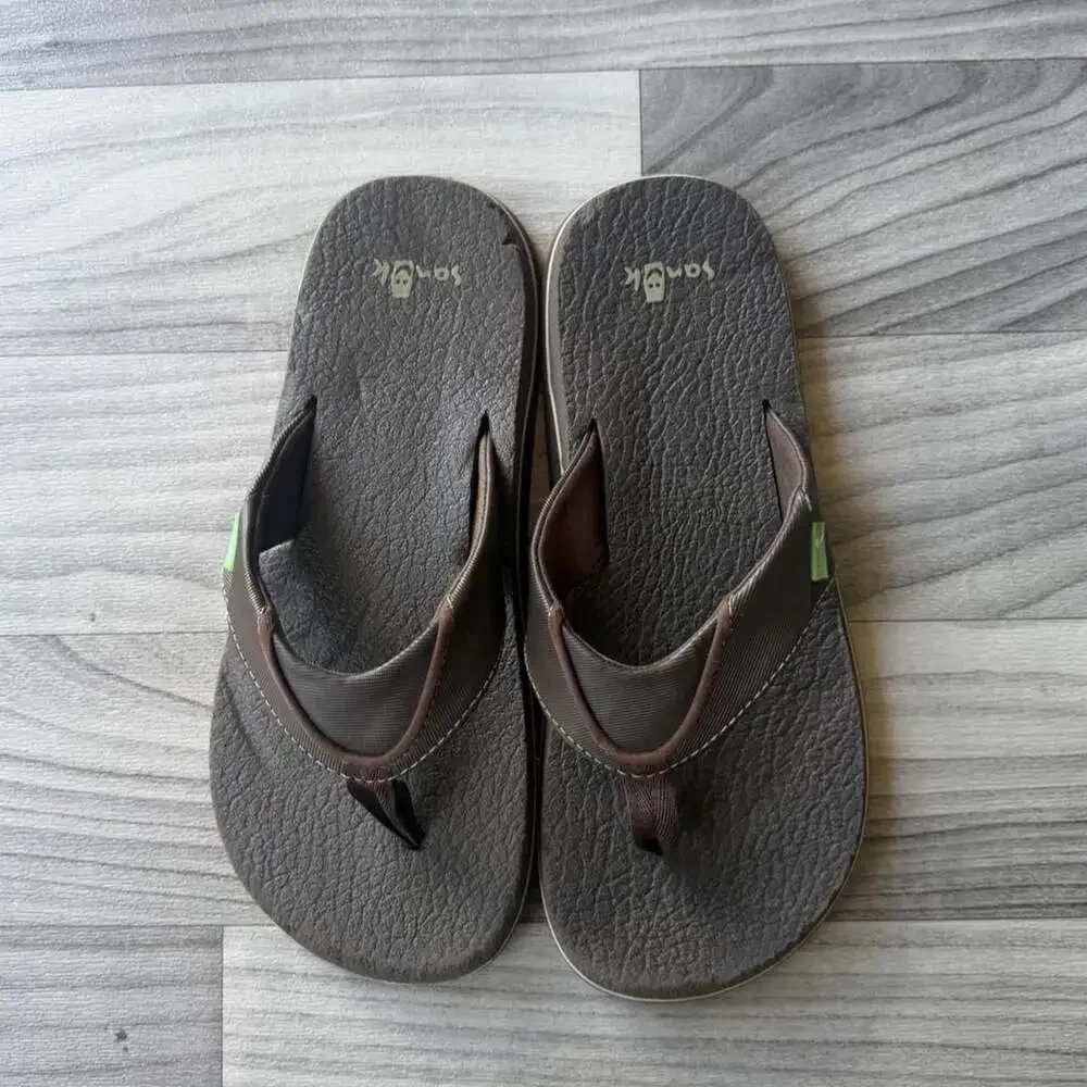 Sanuk SMS2839C Brown Y2K Surf Flip Flops Men's 8